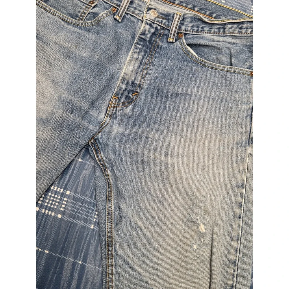 Vtg Levis 505 Regular Fit Straight Leg Light Wash Jeans‎ Mens 34x34 Distressed
